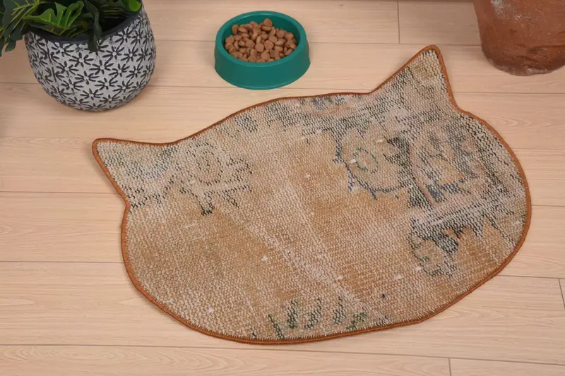 Böhmisches rundes Tischset aus Wolle, traditionelles Design in Orange und Bronze