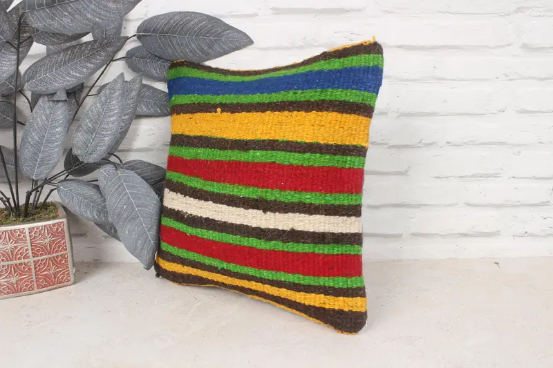 Vintage Pillow Sham, Turkish Pillow, Cushion Cover, Throw Kilim Pillow, Boho Pillow Sham Cover, Accent Cushion, 14x14 Red Cushion - 4