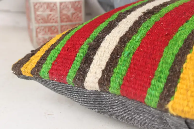 Vintage Pillow Sham, Turkish Pillow, Cushion Cover, Throw Kilim Pillow, Boho Pillow Sham Cover, Accent Cushion, 14x14 Red Cushion - 7