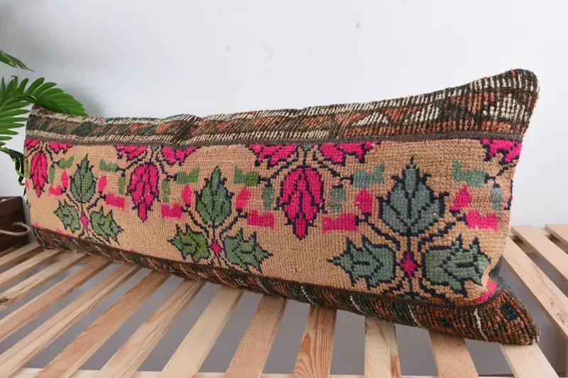 Christmas Pillow Case, Turkish Pillow, Pillow Case, Bed Cushion Case, 16x48 Beige Cushion Cover, Throw Kilim Pillow, Interior Designer Pillow - 5