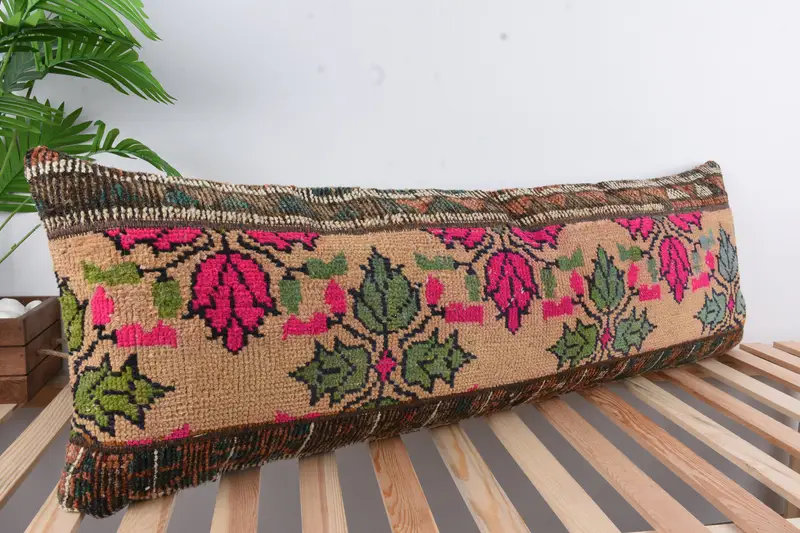 Christmas Pillow Case, Turkish Pillow, Pillow Case, Bed Cushion Case, 16x48 Beige Cushion Cover, Throw Kilim Pillow, Interior Designer Pillow - 4