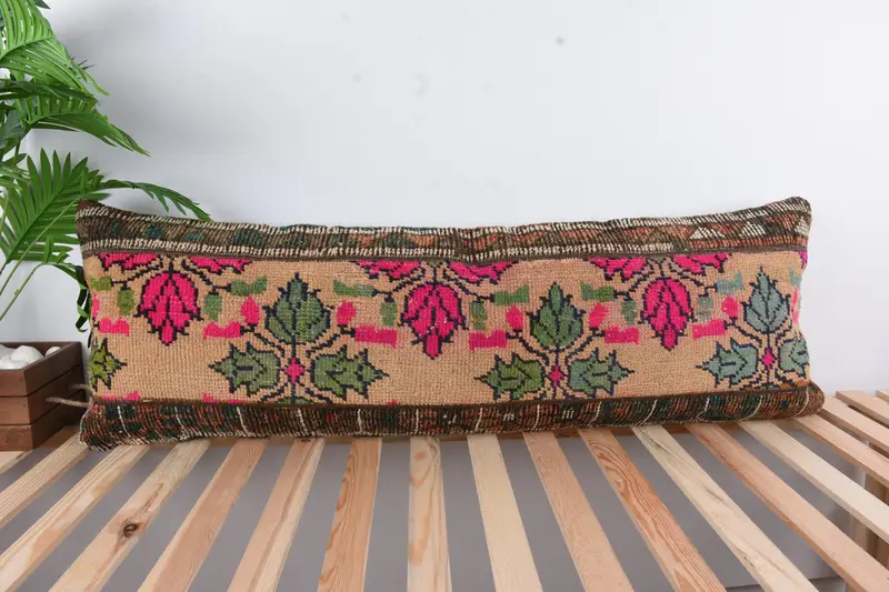 Christmas Pillow Case, Turkish Pillow, Pillow Case, Bed Cushion Case, 16x48 Beige Cushion Cover, Throw Kilim Pillow, Interior Designer Pillow - 1
