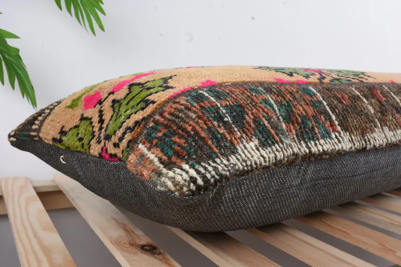 Christmas Pillow Case, Turkish Pillow, Pillow Case, Bed Cushion Case, 16x48 Beige Cushion Cover, Throw Kilim Pillow, Interior Designer Pillow - 6