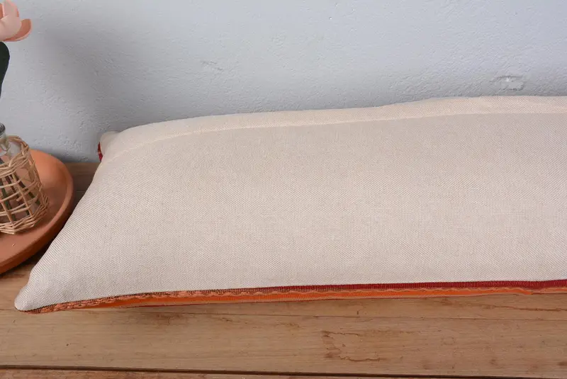 Boho Chic Pillow Cover, 16x48 Red Pillow Cover, Cushion, Boho Pillow, Rustic Pillow, Kilim Pillow, Knitted Cushion Cover, Kilim Pillow Cover - 6