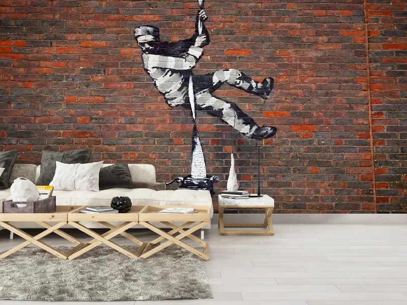 Zarif Banksy Graffiti Baskılı Duvar Kağıdı: Mekanınız için Kent Sanatı
