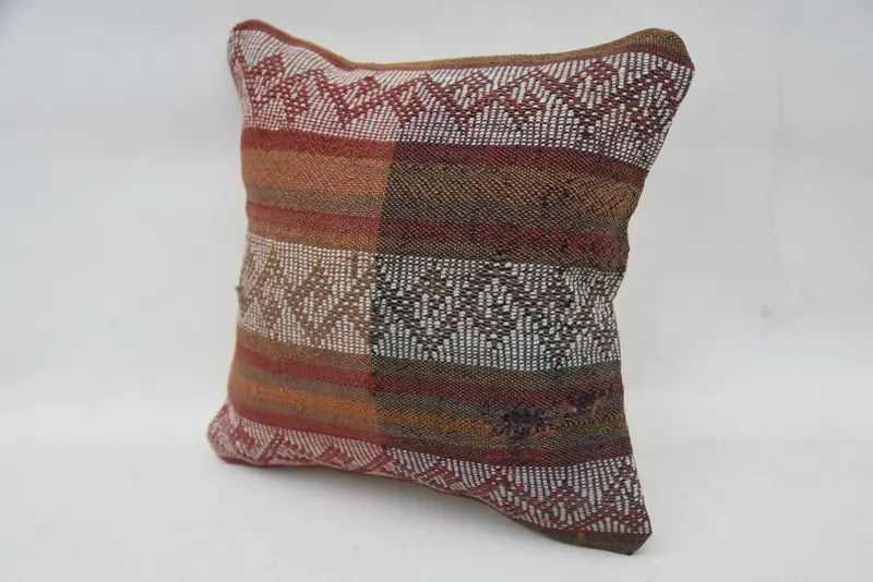 Kilim Pillow, Interior Designer Pillow, 12x12 White Pillow Sham, Cushion Case, Handmade Rug Seat Pillow Cover, Handmade Kilim Cushion - 3