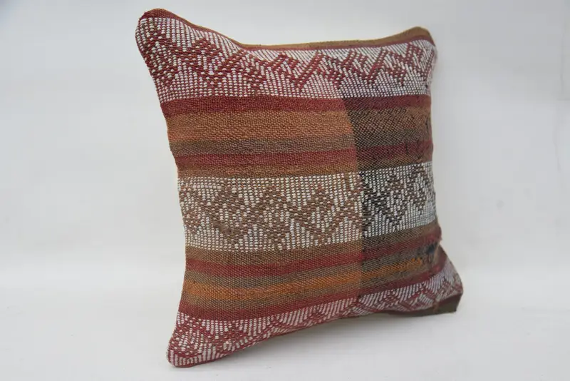 Kilim Pillow, Interior Designer Pillow, 12x12 White Pillow Sham, Cushion Case, Handmade Rug Seat Pillow Cover, Handmade Kilim Cushion - 2