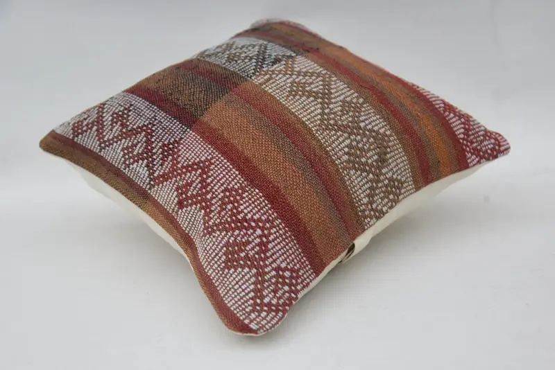 Kilim Pillow, Interior Designer Pillow, 12x12 White Pillow Sham, Cushion Case, Handmade Rug Seat Pillow Cover, Handmade Kilim Cushion - 6