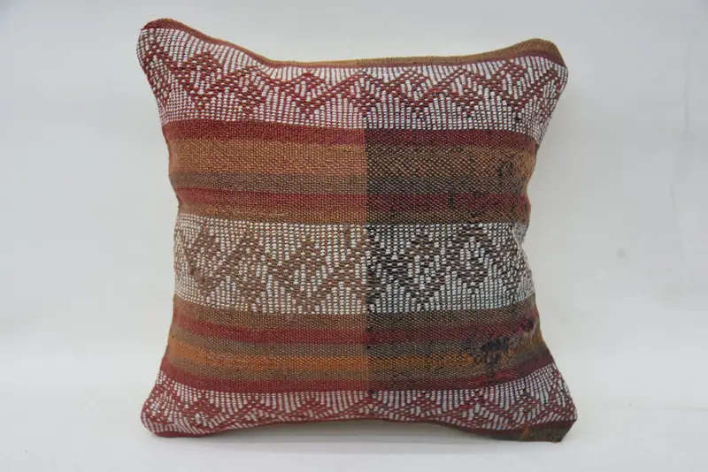 Kilim Pillow, Interior Designer Pillow, 12x12 White Pillow Sham, Cushion Case, Handmade Rug Seat Pillow Cover, Handmade Kilim Cushion - 1