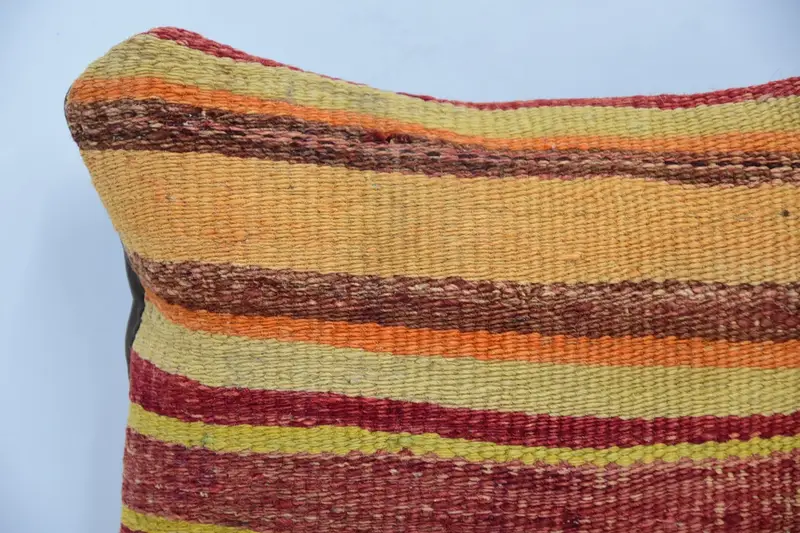 Ethnical Kilim Rug Pillow, Throw Kilim Pillow, 12x12 Orange Cushion, Home Decor Pillow, Meditation Pillow Case, Cushion Case - 2