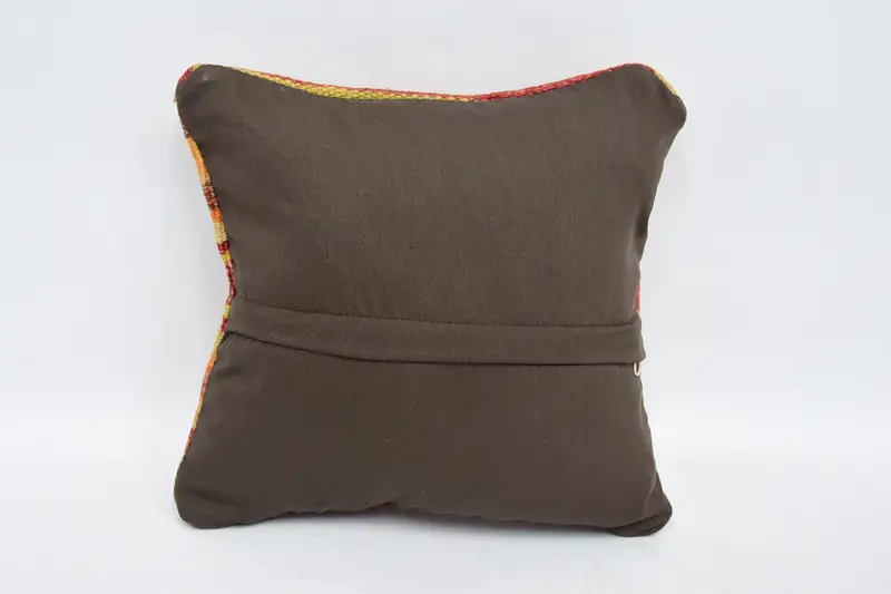 Ethnical Kilim Rug Pillow, Throw Kilim Pillow, 12x12 Orange Cushion, Home Decor Pillow, Meditation Pillow Case, Cushion Case - 6