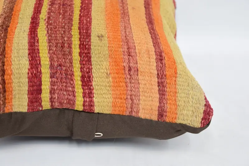 Ethnical Kilim Rug Pillow, Throw Kilim Pillow, 12x12 Orange Cushion, Home Decor Pillow, Meditation Pillow Case, Cushion Case - 5