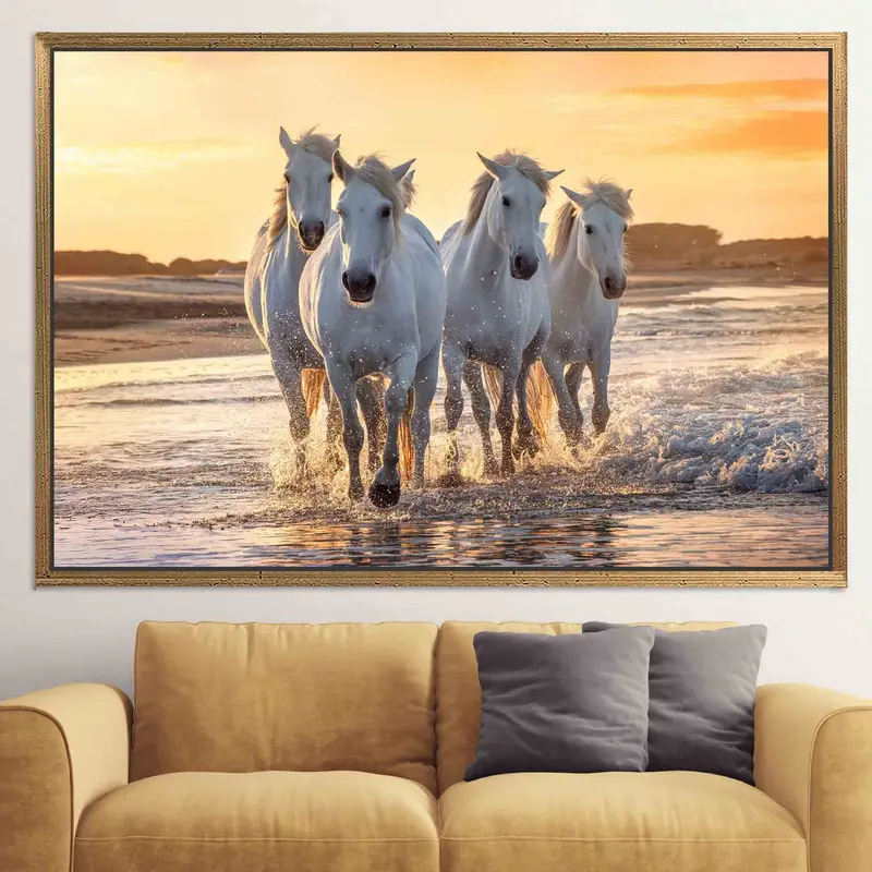 Elegant Sunset Sea View Horse Canvas Print for Horse Lovers
