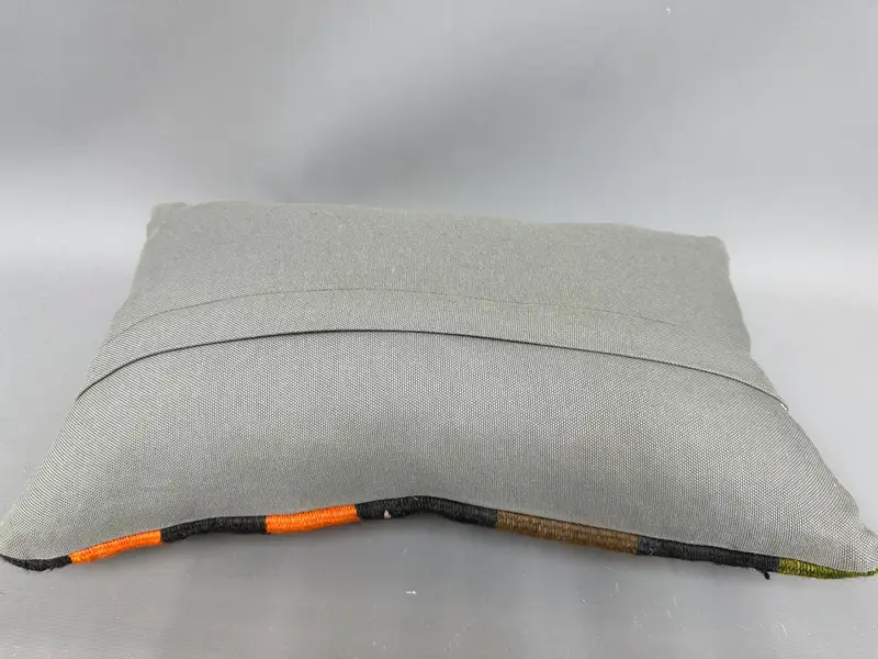 Turkish Kilim Pillow, Vintage Kilim Pillow, Lounge Throw Pillow Sham, Tribal Cushion Case, Pillow Sham, Kilim Pillow Cover, 12x20 Orange Pillow Sham - 7