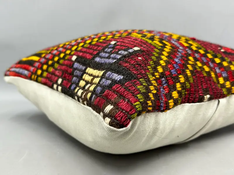Ethnical Kilim Rug Pillow, Home Decor Pillow, Pattern Throw Pillow Cover, 18x18 Red Pillow Cover, Pillow Cover, Handmade Kilim Cushion - 6