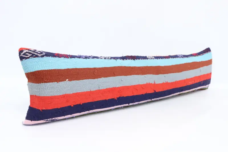 12x48 Blue Cushion, Tribal Cushion, Knitted Pillow, Home Decor Pillow, Cushion Cover, Kilim Pillow Cover, Interior Designer Pillow - 3