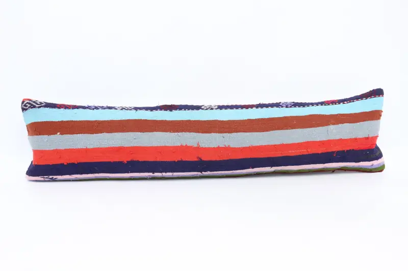 12x48 Blue Cushion, Tribal Cushion, Knitted Pillow, Home Decor Pillow, Cushion Cover, Kilim Pillow Cover, Interior Designer Pillow - 1