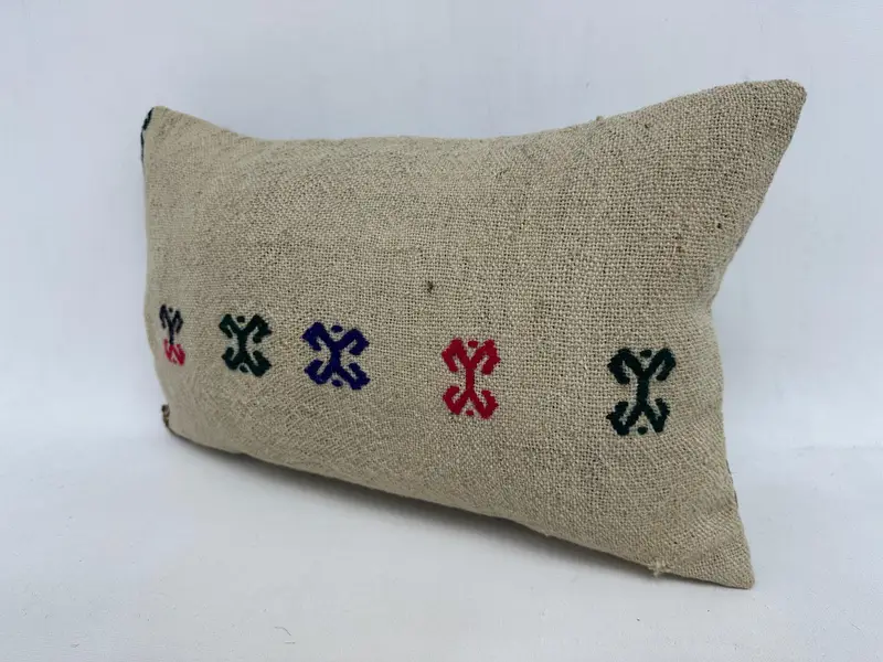 Cushion, Kilim Rug Cushion, 12x20 Beige Pillow, Antique Pillows, Rustic Pillow, Throw Kilim Pillow, Toss Pillow, Kilim Cushion Sham - 4