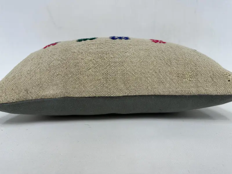Cushion, Kilim Rug Cushion, 12x20 Beige Pillow, Antique Pillows, Rustic Pillow, Throw Kilim Pillow, Toss Pillow, Kilim Cushion Sham - 5