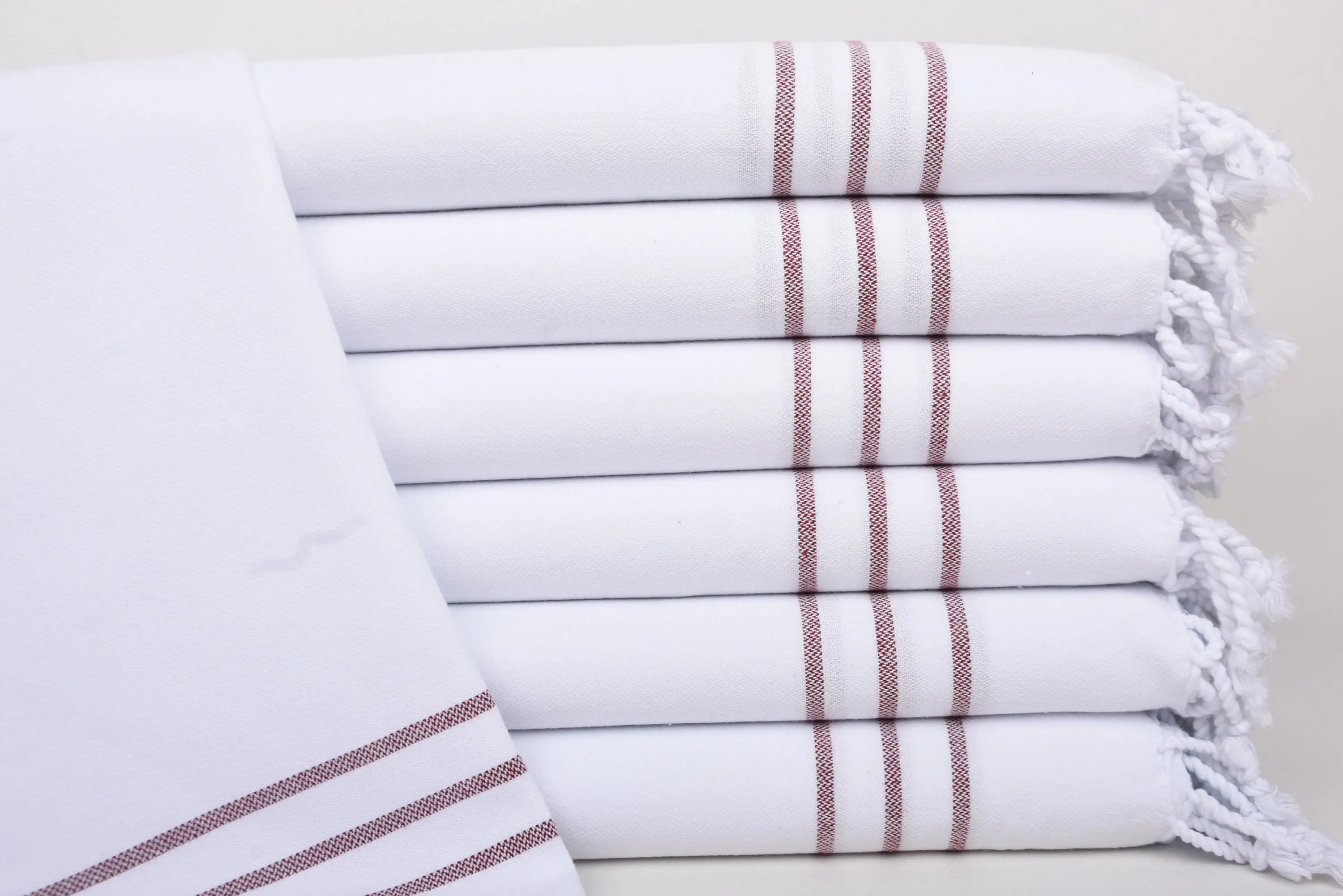 Custom Hand Towel Turkish Cotton Burgundy Stripes, 40x24 Inches - 1