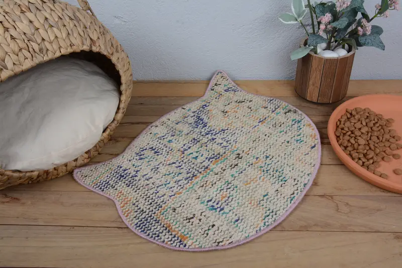 Boho Beige & Bronze Rundes Tischset aus Wolle, traditionelles böhmisches Tischset