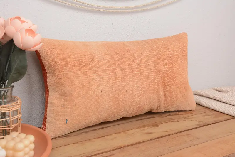 Braun gestreiftes Kissen, 12x24 handgemachtes besticktes Kissen