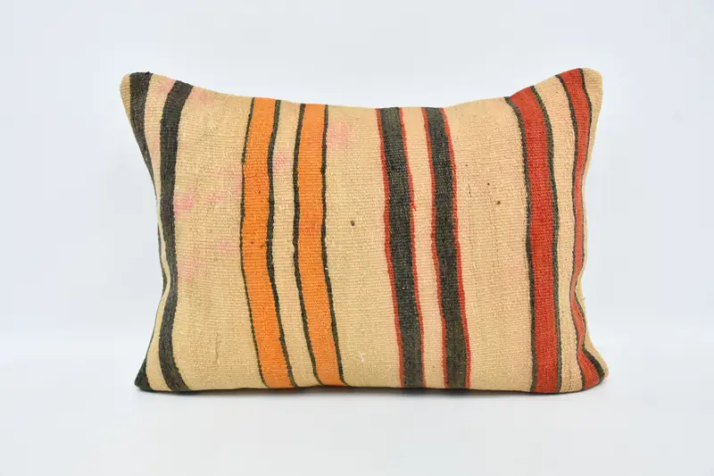 Seat Pillow Case, Ethnical Kilim Rug Pillow, Gift Pillow, Cushion Case, Vintage Pillow, 20x28 Beige Pillow Cover, Accent Cushion Cover - 1