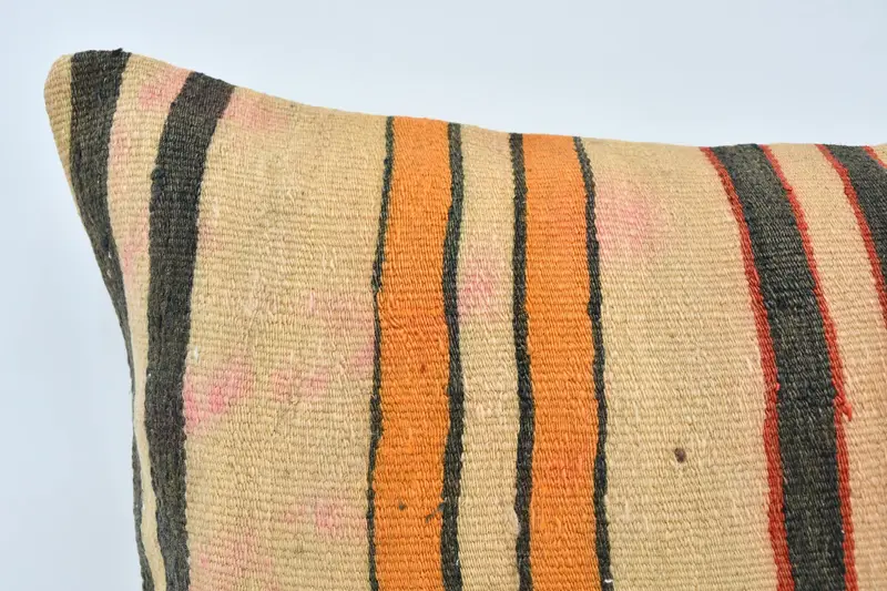 Seat Pillow Case, Ethnical Kilim Rug Pillow, Gift Pillow, Cushion Case, Vintage Pillow, 20x28 Beige Pillow Cover, Accent Cushion Cover - 2