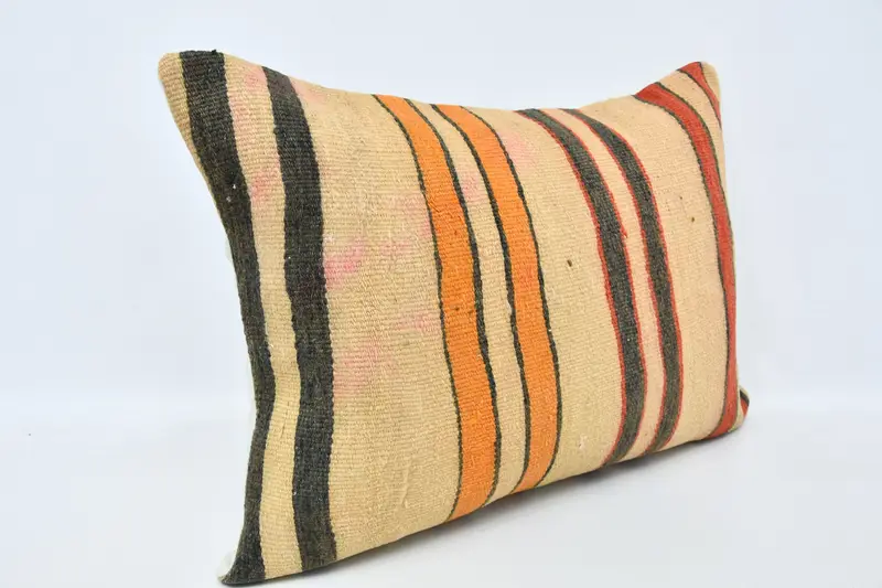 Seat Pillow Case, Ethnical Kilim Rug Pillow, Gift Pillow, Cushion Case, Vintage Pillow, 20x28 Beige Pillow Cover, Accent Cushion Cover - 3