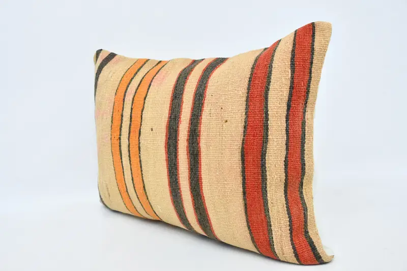 Seat Pillow Case, Ethnical Kilim Rug Pillow, Gift Pillow, Cushion Case, Vintage Pillow, 20x28 Beige Pillow Cover, Accent Cushion Cover - 4