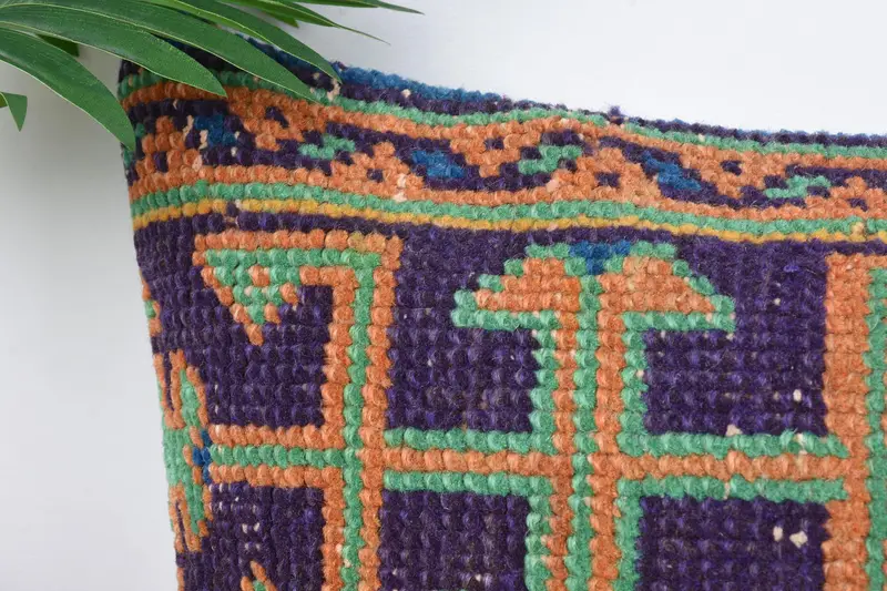 Antique Pillows, Cushion Case, Throw Kilim Pillow, Toss Cushion Case, 12x24 Blue Pillow Cover, Cotton Pillow Case, Vintage Kilim Pillow - 2