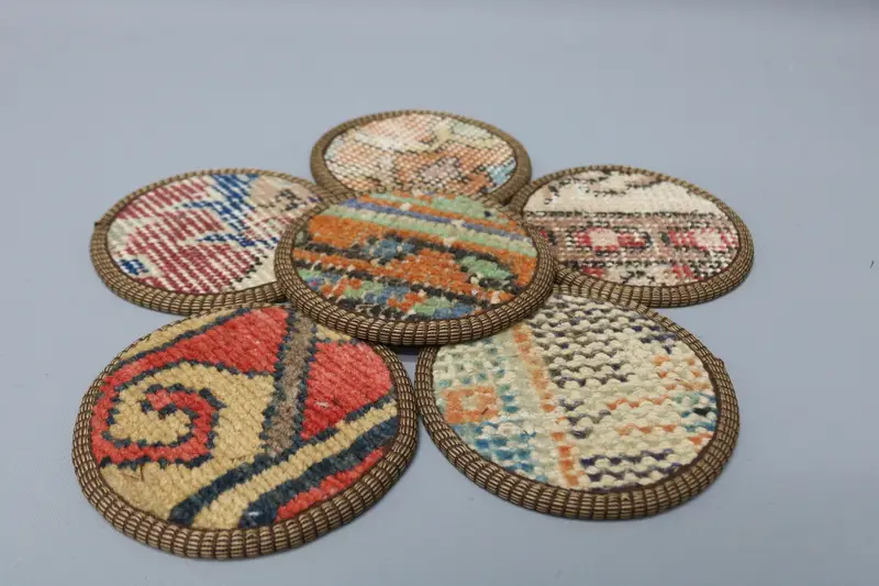 Bohemian Red & Bronze Round Coaster, Stylish Bohemian Coaster