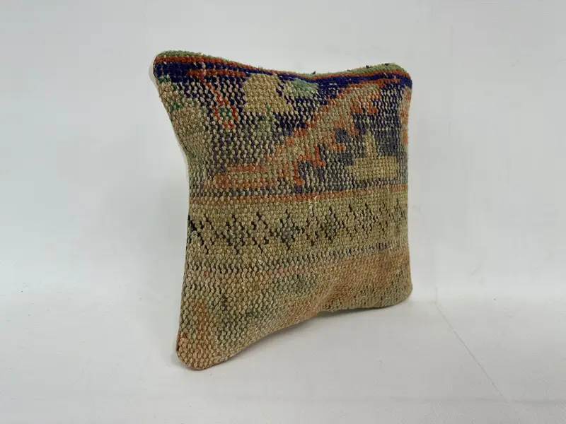 Handmade Kilim Cushion, Cushion Cover, Nautical Throw Cushion Case, 12x12 Beige Pillow Sham, Throw Kilim Pillow, Interior Designer Pillow - 3