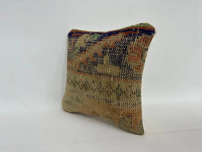 Handmade Kilim Cushion, Cushion Cover, Nautical Throw Cushion Case, 12x12 Beige Pillow Sham, Throw Kilim Pillow, Interior Designer Pillow - 4