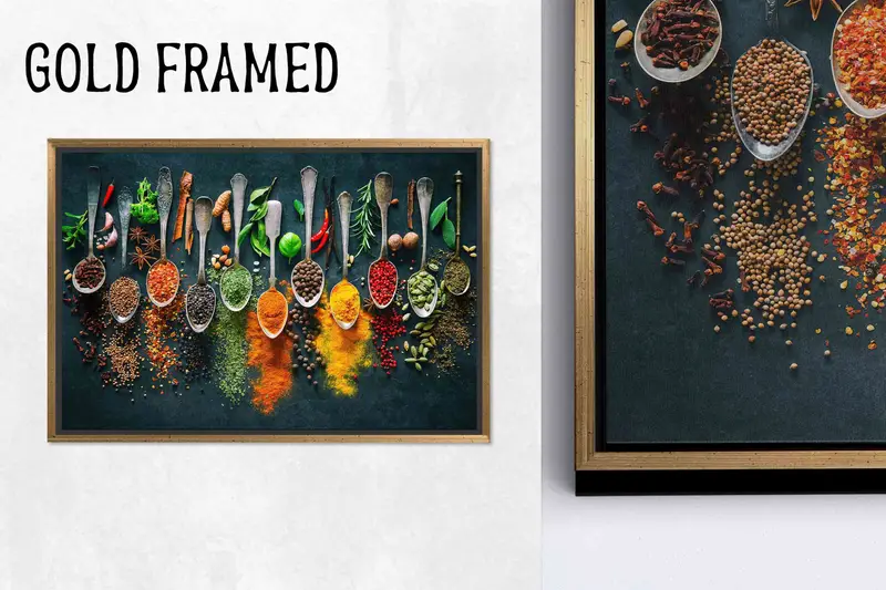 Zarif Baharatlar Kanvas: Canlı Hint Baharatları Yemek Odası Sanatı