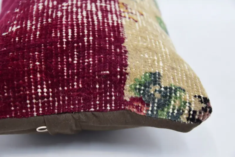 8x16 Red Cushion Cover, Kilim Cushion Sham, Tribal Pillow Case, Boho Pillow Sham Cover, Handmade Rug Seat Pillow, Throw Kilim Pillow, Pillow Cover - 5