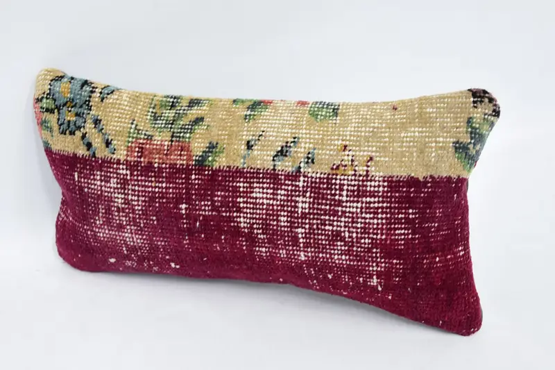 8x16 Red Cushion Cover, Kilim Cushion Sham, Tribal Pillow Case, Boho Pillow Sham Cover, Handmade Rug Seat Pillow, Throw Kilim Pillow, Pillow Cover - 4