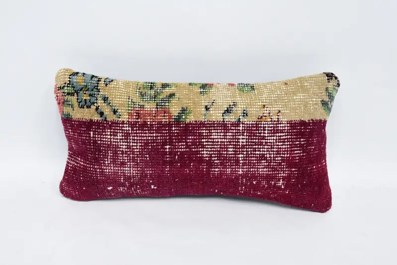 8x16 Red Cushion Cover, Kilim Cushion Sham, Tribal Pillow Case, Boho Pillow Sham Cover, Handmade Rug Seat Pillow, Throw Kilim Pillow, Pillow Cover - 1