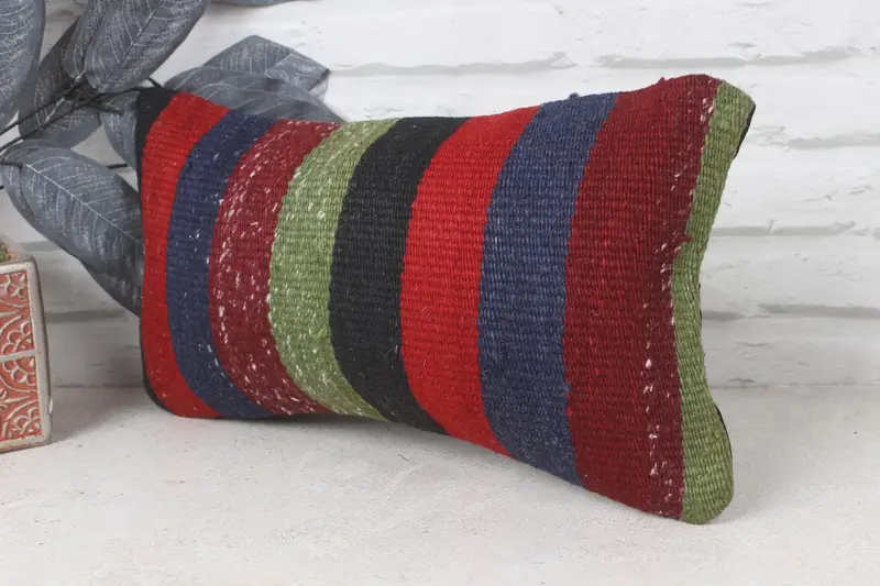 Vintage Kilim Throw Pillow, Boho Pillow Sham Cover, Cushion Cover, Personalized Gift Pillow Cushion, Home Decor Pillow, 8x16 Red Cushion Cover - 3