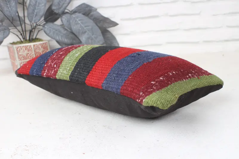 Vintage Kilim Throw Pillow, Boho Pillow Sham Cover, Cushion Cover, Personalized Gift Pillow Cushion, Home Decor Pillow, 8x16 Red Cushion Cover - 6