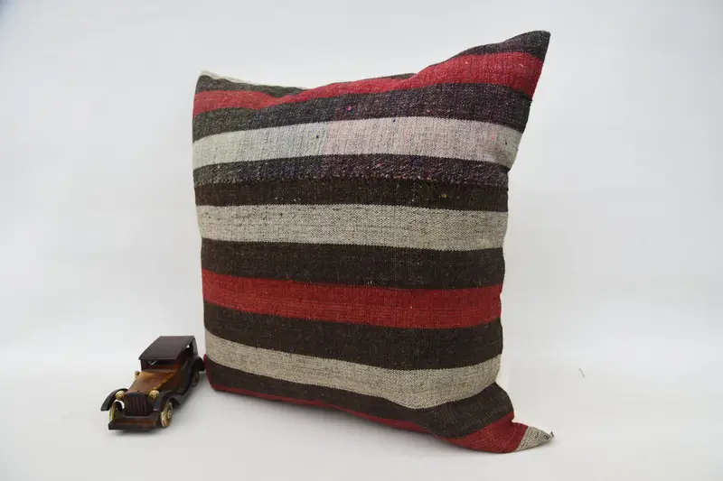 Throw Kilim Pillow, Indoor Cushion Cover, 24x24 Red Cushion, Turkish Corner Cushion Cover, Vintage Kilim Throw Pillow, Kilim Pillow, Pillow - 3