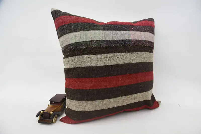 Throw Kilim Pillow, Indoor Cushion Cover, 24x24 Red Cushion, Turkish Corner Cushion Cover, Vintage Kilim Throw Pillow, Kilim Pillow, Pillow - 2