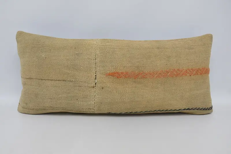 Beige Turkish Pillowcase, Antique Home Decor 16x36 inch Pillow Cover - 1