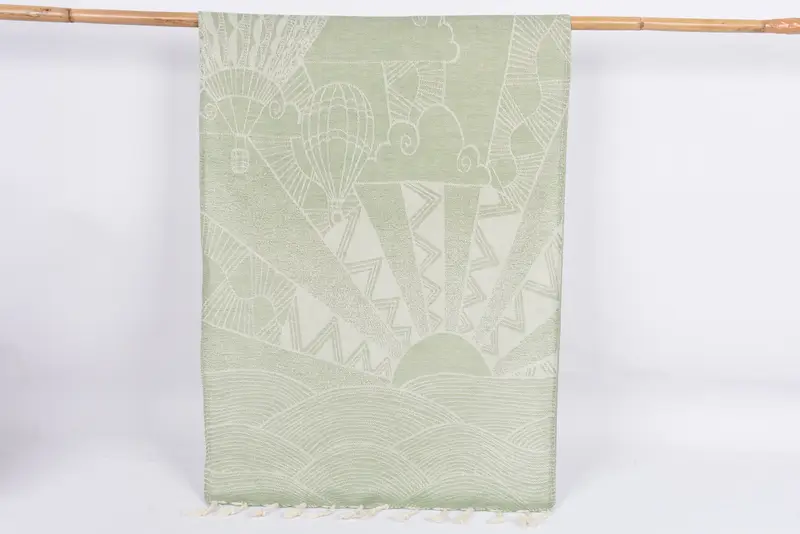 Monogrammed Hand Towel Organic Cotton, Khaki Green, 36x18 Inches