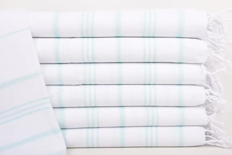 Custom Hand Towel Organic Cotton Mint Striped, 40x24 Inches