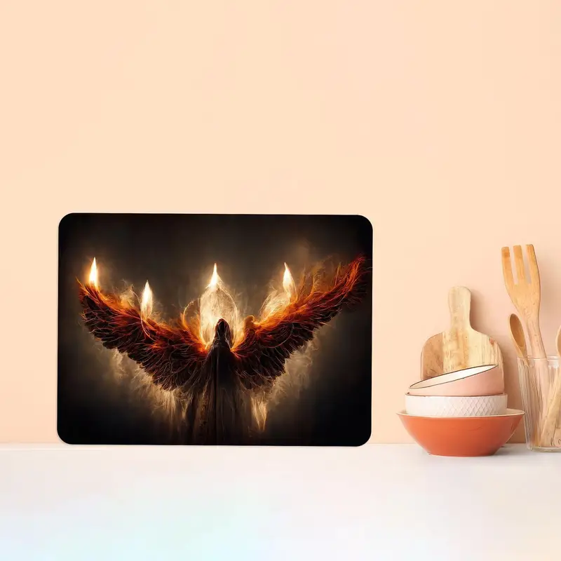 Lucifer'den Esinlenen Melek Ateşi Tasarımlı Cam Kesme Tahtası