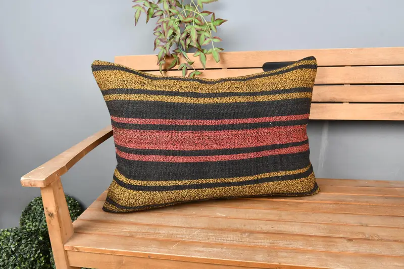 Cushion Cover, 20x28 Red Pillow, Boho Pillow, Kilim Pillow, Interior Designer Pillow, Outdoor Bolster Cushion Case, Office Chair Pillow Cover - 1