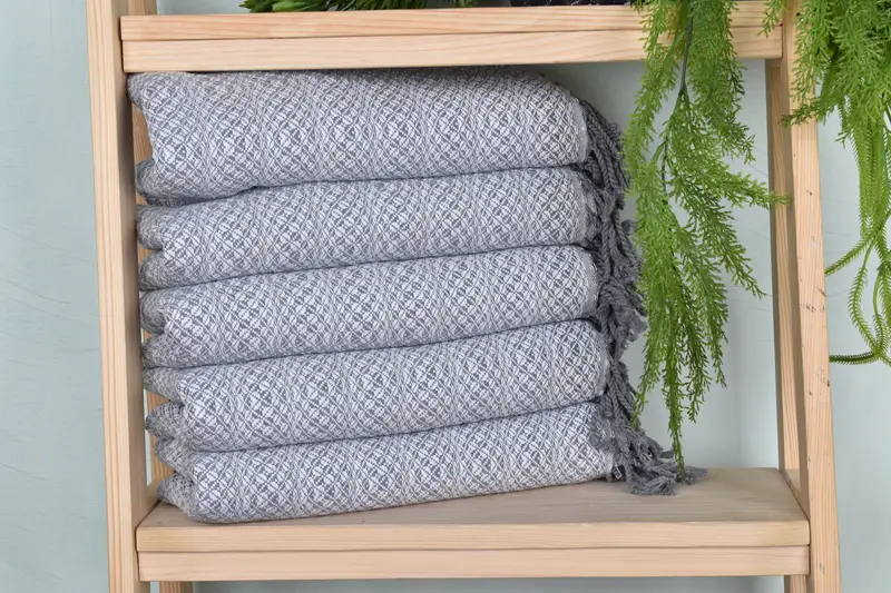 Turkish Beach Towel White Organic Cotton/Linen, 40x71 Inches