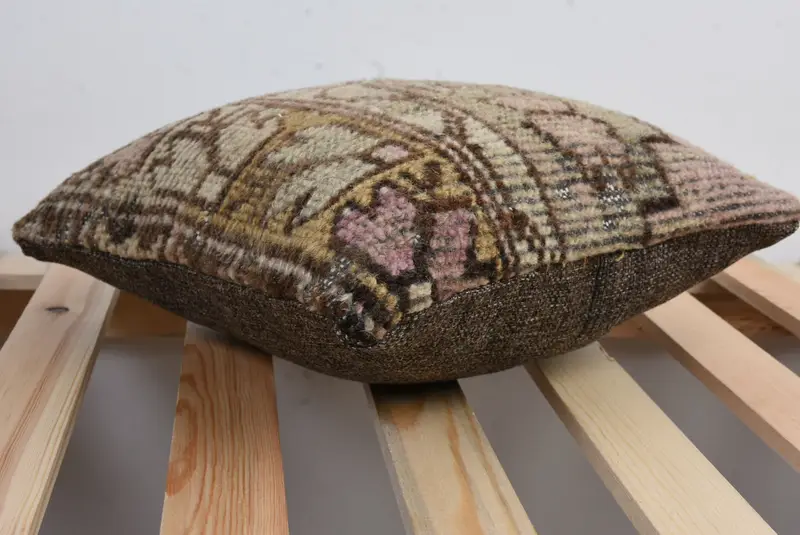 Cushion Case, Antique Pillows, Ethnical Kilim Rug Pillow, 12x12 Brown Pillow Case, Rustic Pillow Sham, Ethnic Pillow Cover Pillow Case, Gift Pillow - 6