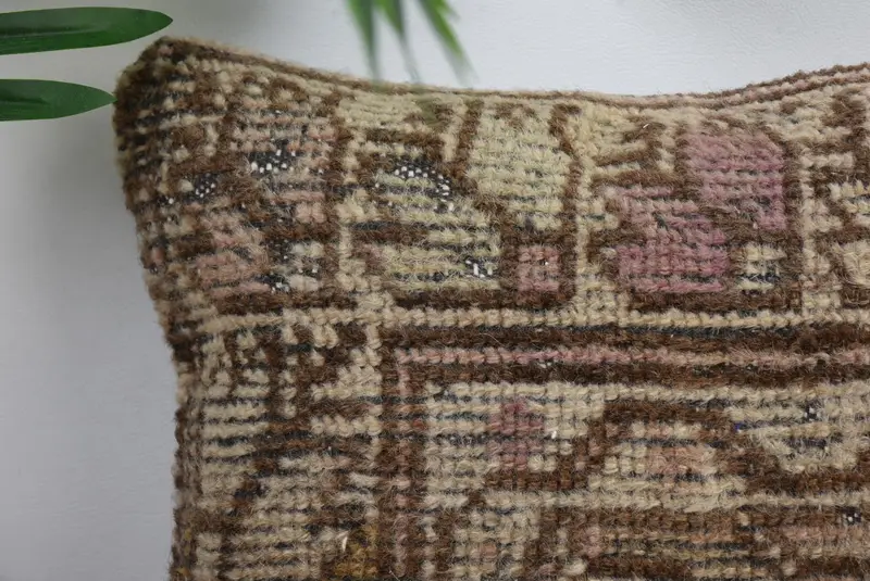 Cushion Case, Antique Pillows, Ethnical Kilim Rug Pillow, 12x12 Brown Pillow Case, Rustic Pillow Sham, Ethnic Pillow Cover Pillow Case, Gift Pillow - 2